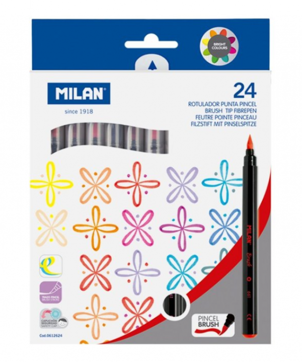 ROTULADOR MILAN PUNTA PINCEL 24 COLORES SURTIDOS